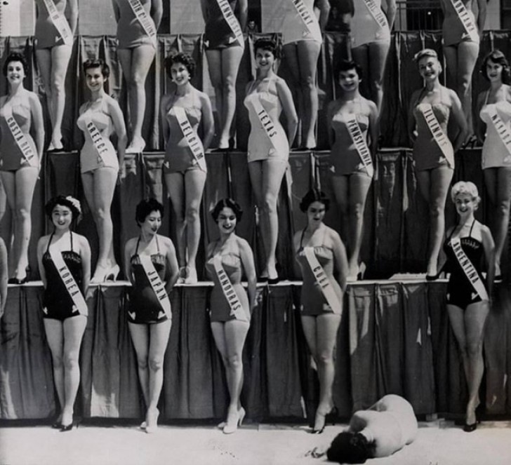 1954: Miss Neu Seeland wird während des Wettbewerbs zur Miss Universe in Long Beach ohnmächtig