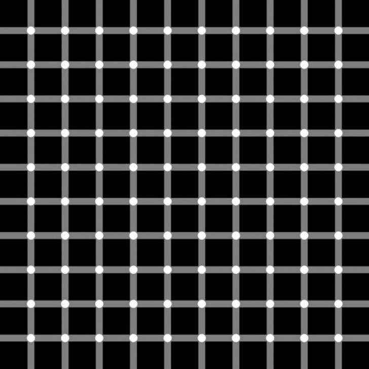 Zie je zwarte puntjes tussen de vierkanten? In werkelijkheid zijn ze er niet...