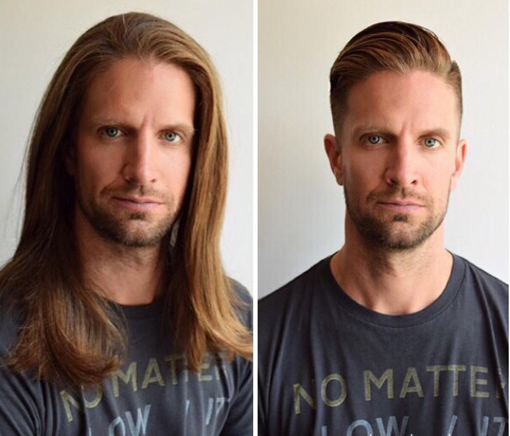 #10. Vorher und nach einem gelungenen Haarschnitt.