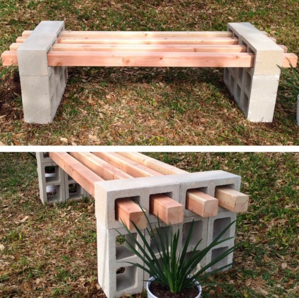 Here is an interesting idea for building an economical and original outdoor bench.