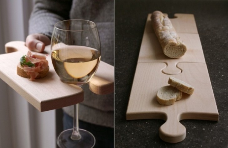 8. A cutting board that also is a glass holder. Brilliant!