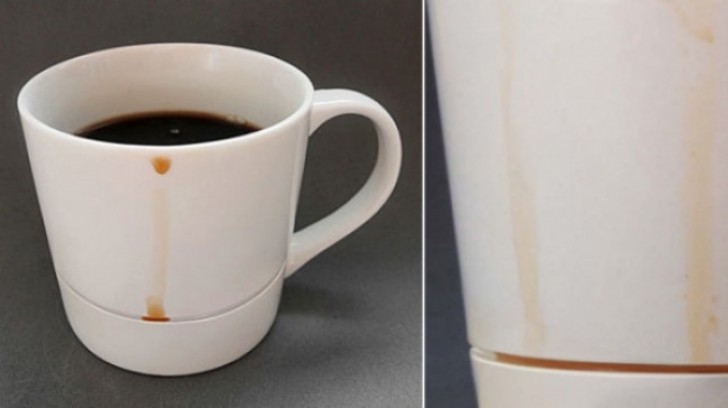 9. A cup with a double bottom --- no more stained tablecloths!