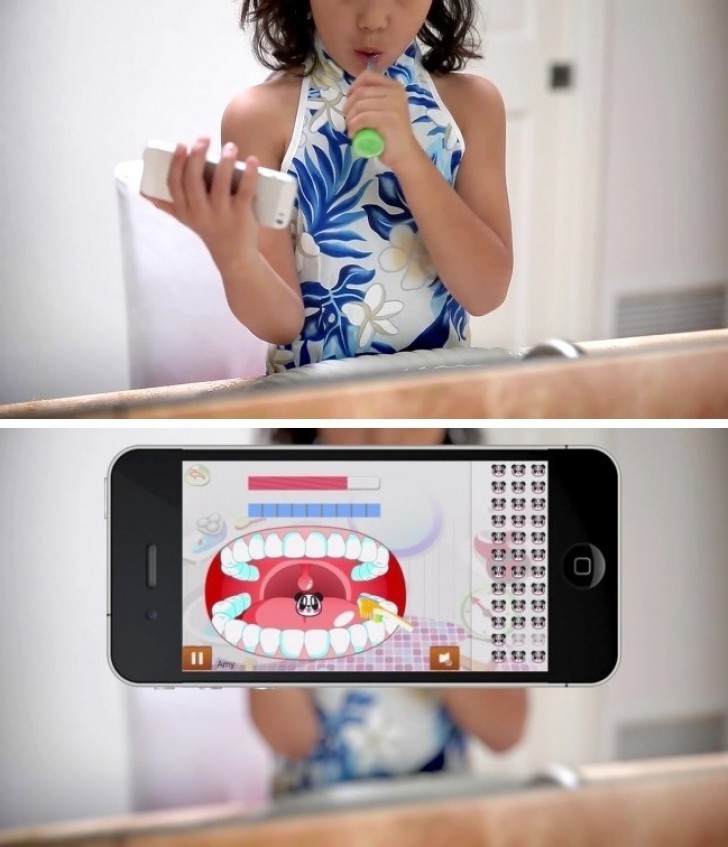 8. An intelligent toothbrush! By sending data to a smartphone via Bluetooth, it transforms brushing teeth into a game. When teeth are well cleaned, points, and prizes are accumulated!