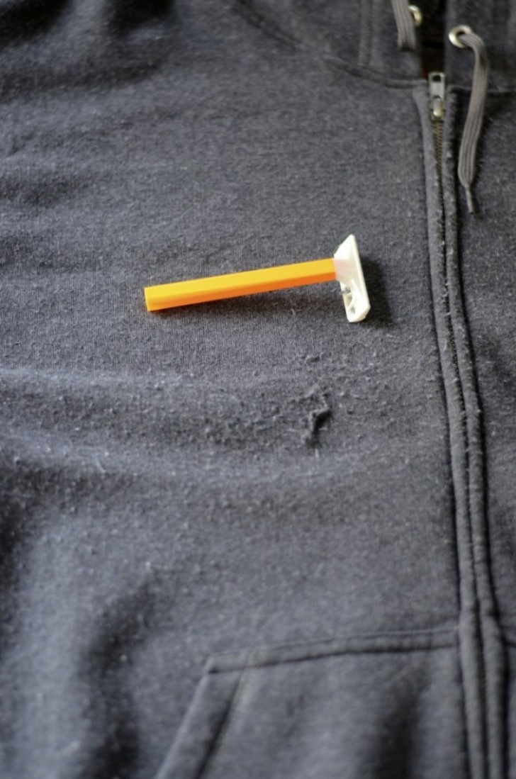 7. Are you tired of the lint balls on your hoodies and sweaters? No problem! They can be easily removed with a common razor.