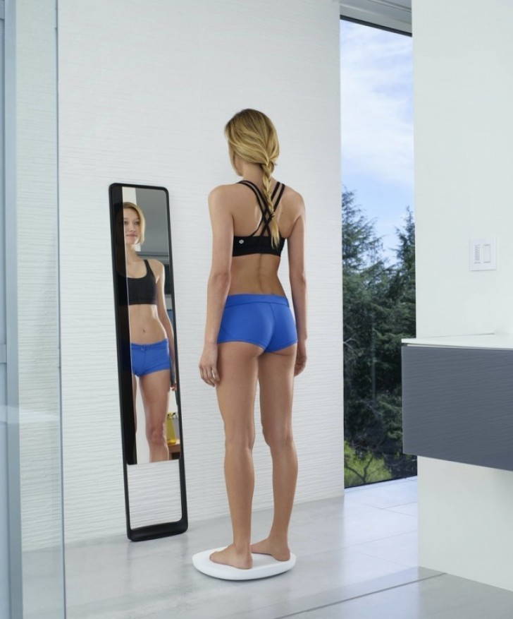 3. This smart mirror scans your body when you weigh yourself and sends a report on your progress regarding your body mass index (BMI) to your smartphone or tablet.