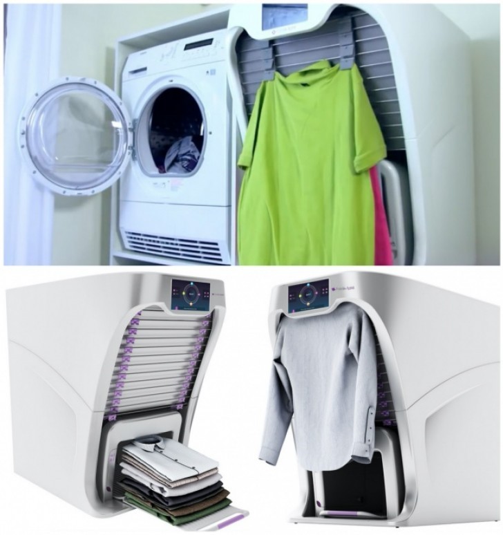 18. A machine that eliminates wrinkles in clothes through the use of steam and it also folds them!