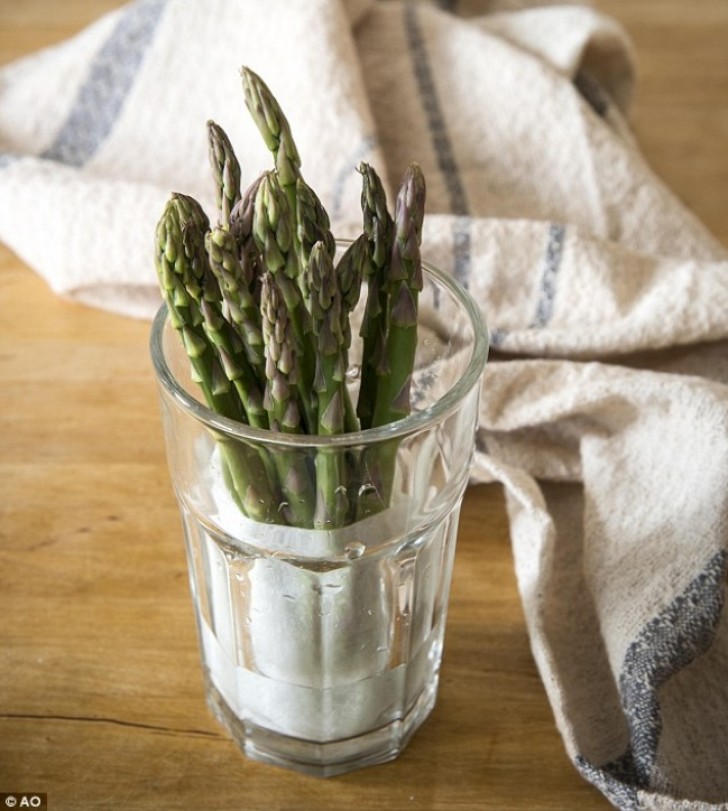 12. Gli asparagi si mantengono freschi se conservati come un mazzo di fiori.