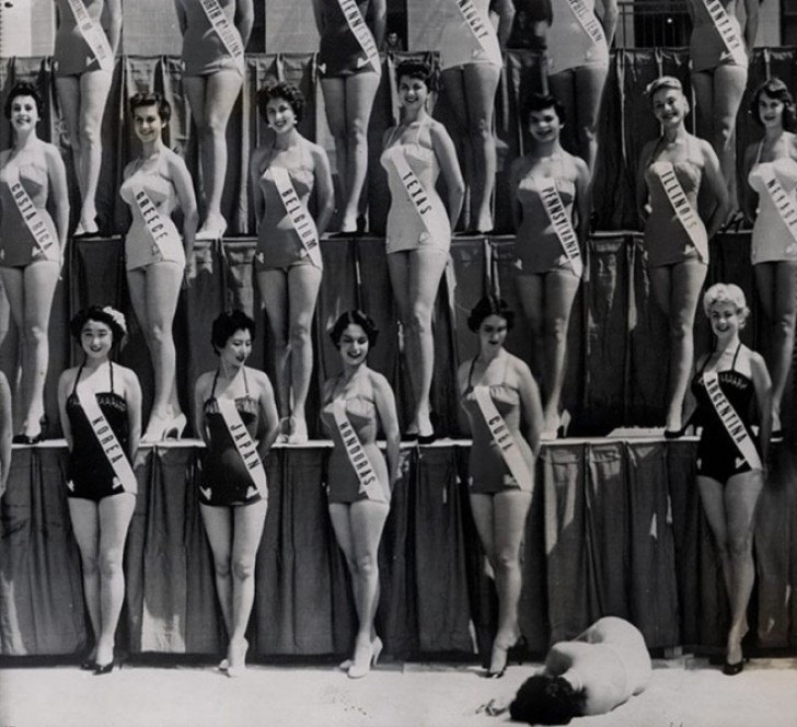 Miss Neu Seeland stürzt bei der Wahl zur Miss Universum ohnmächtig zu Boden (1954)
