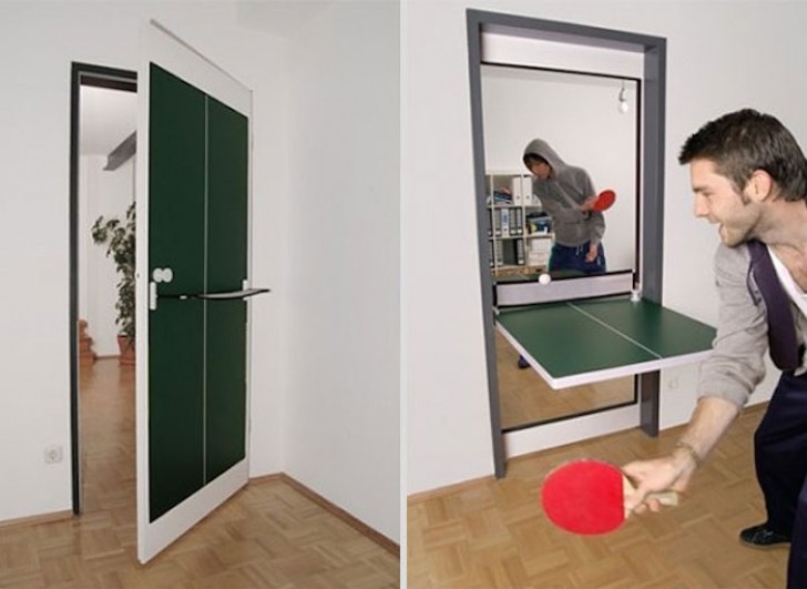 Una puerta que se convierte en tabla de ping pong en un solo movimiento: grande!