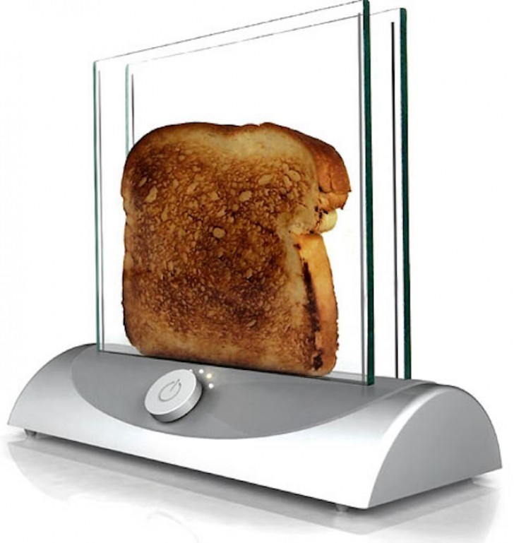This transparent toaster allows you to see the bread and measure the amount of toasting! Perfect for those who know exactly what they want!