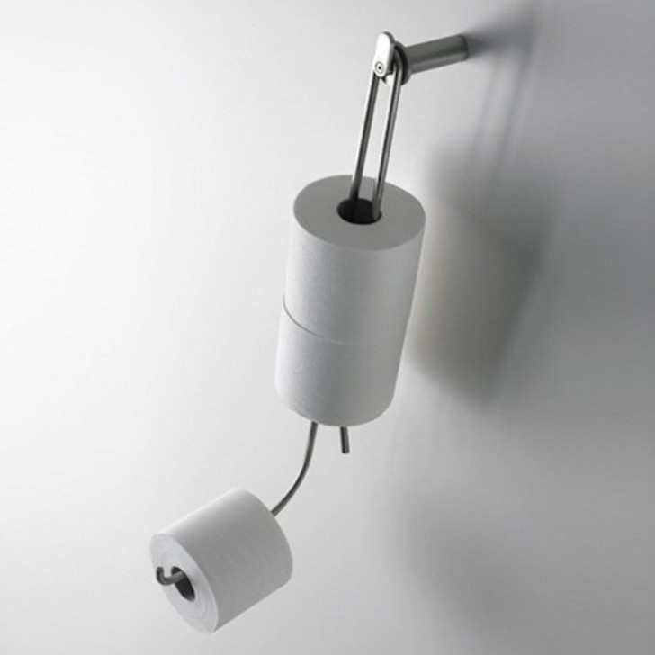 A useful and original toilet paper dispenser.