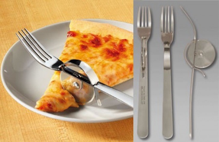 The pizza slicer fork is a 2-in-one eating utensil at the cost of only $4.99 (€4.30).