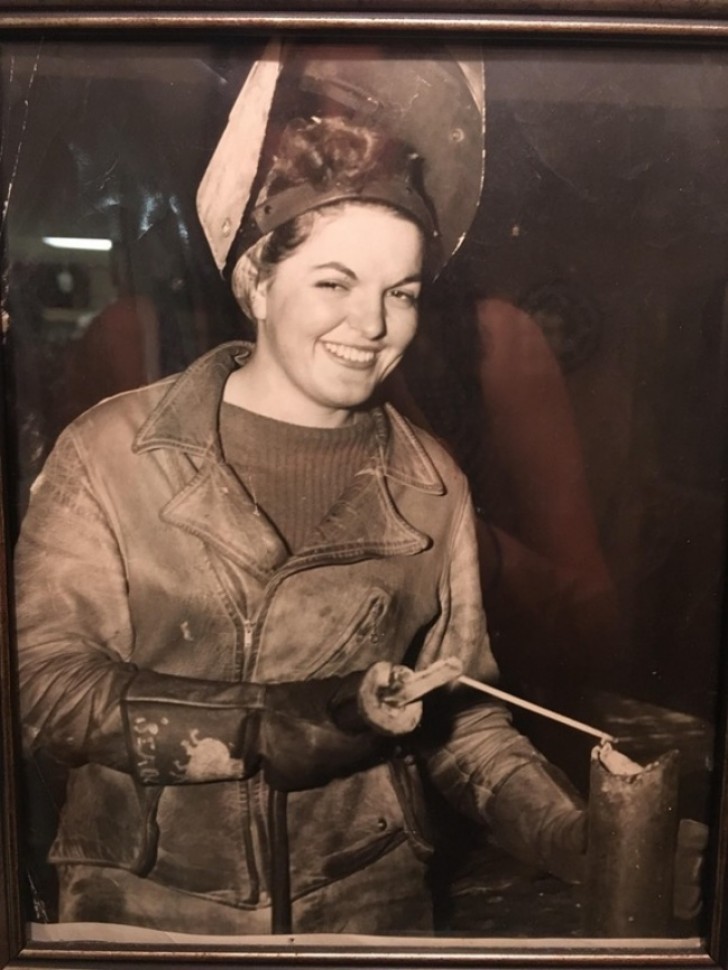 This is my great-grandmother who worked as a welder during World War II.