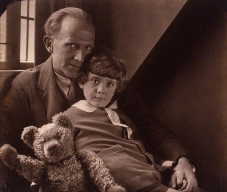 1. Alan Milne, the writer who invented Winnie the Pooh, along with his son, who inspired the character of the young protagonist of the series, together with the original teddy bear.