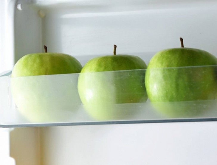 A maçãs se conservam por muito tempo dentro do refrigerador.