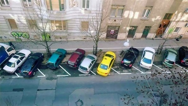 6. A parking lot ... in Romania, where evidently rules are meant to be broken!