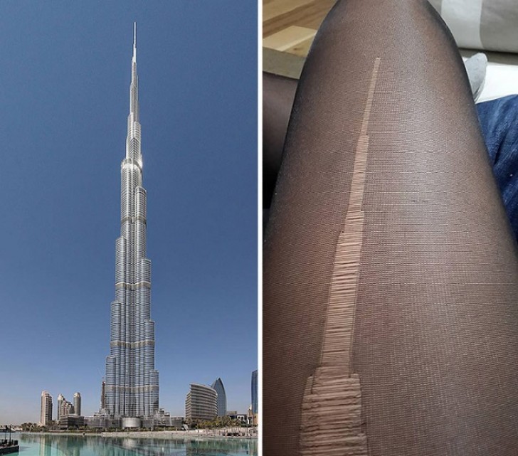 Questa calza smagliata e il grattacielo Burj Khalifa di Dubai.
