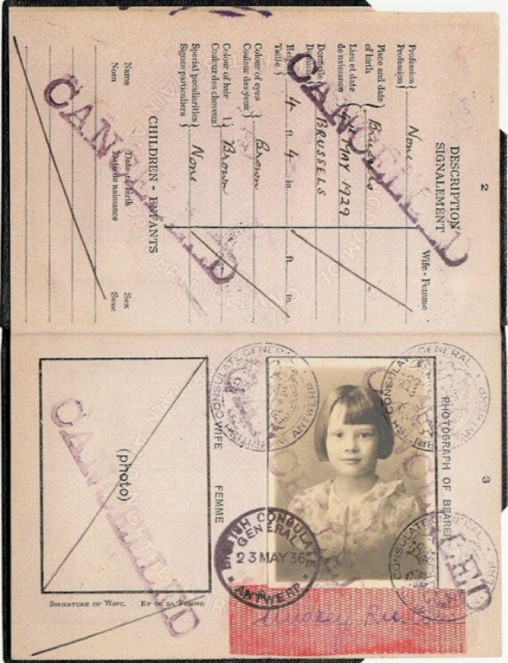 12. Audrey Hepburn's first passport in 1936.