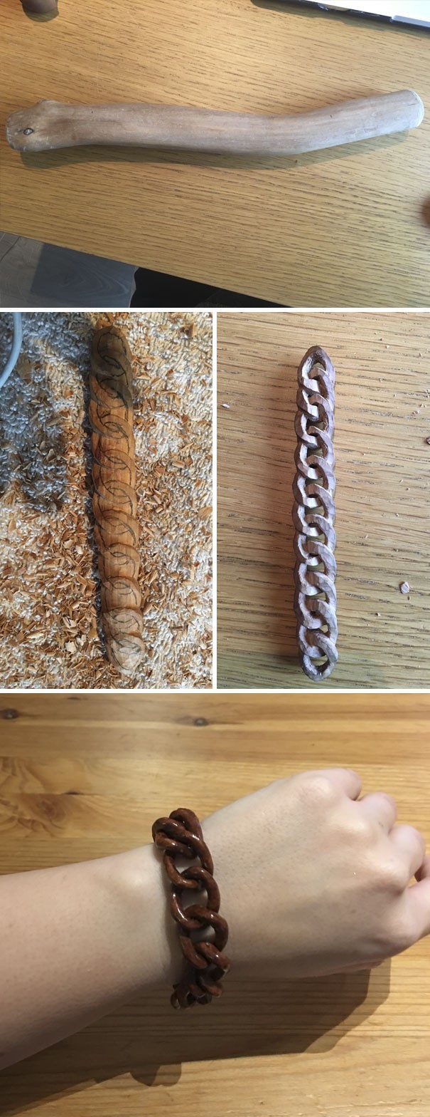 Als je man van je houdt lukt het hem zelfs om een armband van hout te maken!