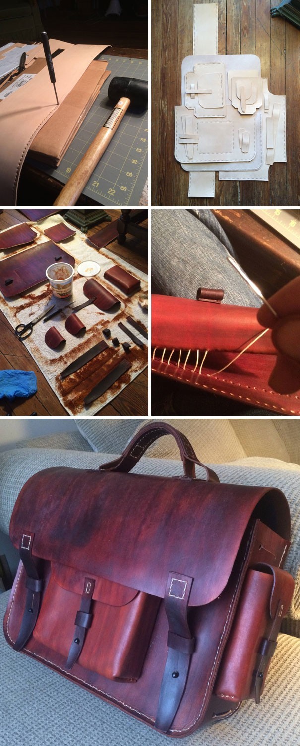 My husband is a leather craftsman and he created this magnificent bag especially for me.