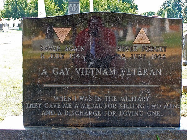 2. A gay Vietnam veteran proclaims from the grave: "They gave me a medal for killing two men and a discharge for loving one."