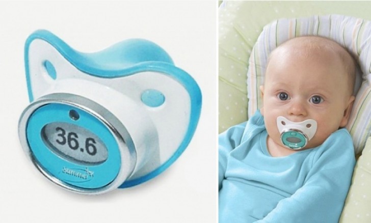 1. A pacifier that also measures a baby's temperature.