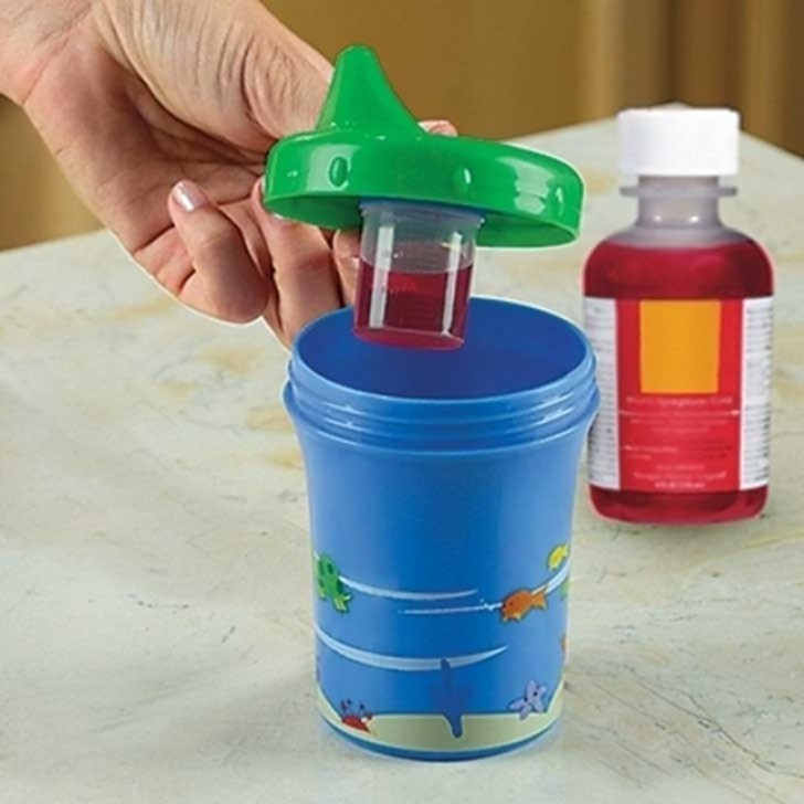 8. A colorful medicine-dispensing sippy cup that hides the medicine!