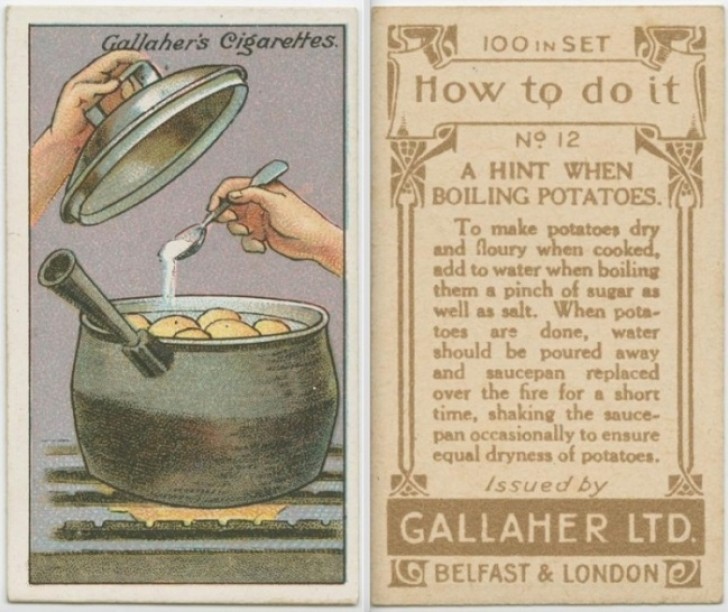 Do you want dry and floury boiled potatoes? Add salt and sugar while boiling and then, remove the water, put the pot back on the fire for a short while and turn the potatoes.