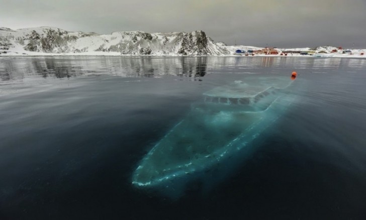 17. The sunken Brazilian research vessel Mar Sem Fim ("Endless Sea") in Antarctica