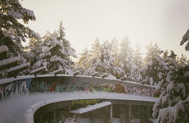 19. Die Bob-Bahn der Olympischen Winterspiele in Sarajevo.