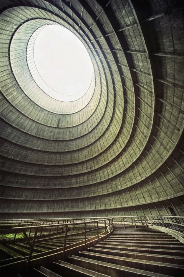 23. The cooling tower of an abandoned nuclear power plant in Monceau-sur-Sambre, Belgium.