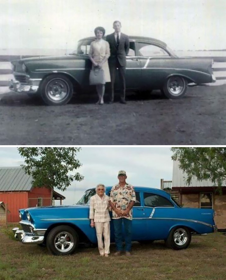 15. Le même couple, la même voiture, mais quelques années plus tard!