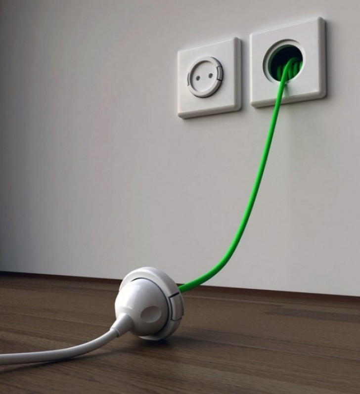 An electrical plug with a built-in extension! An absolutely brilliant idea!
