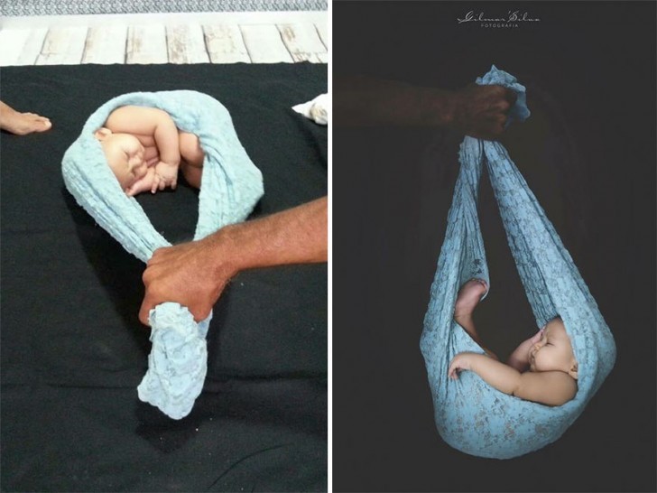 A photographic shoot with babies? Here is a trick to use so as not to disturb the little one and still get a great result!