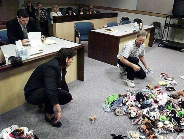 Section of family property in the courtroom, USA (1999) --- This heap of toys is a collection of Beanie Babies and at the time the cost of individual copies exceeded $1000.