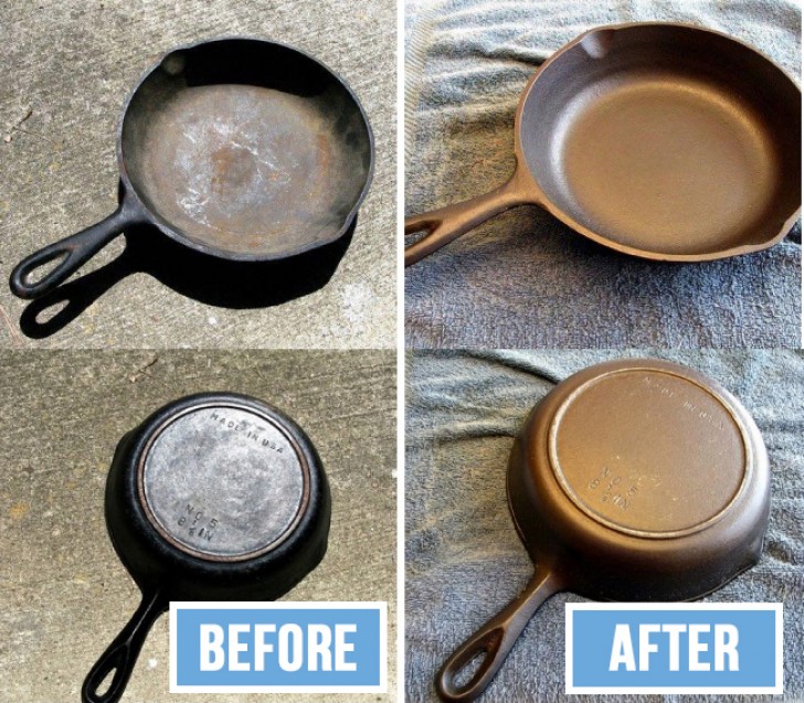 6. Cleaning cast iron skillets and frying pans.