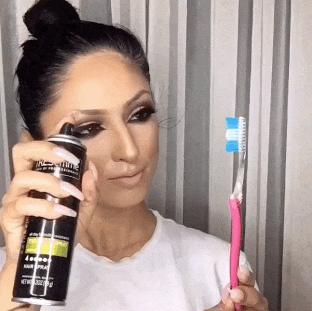 Here is one way to keep your eyebrows in place without using special products.