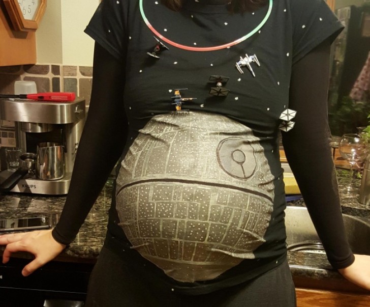 19. Have a stellar pregnancy with a customized Death Star Maternity Cotton T-Shirt!