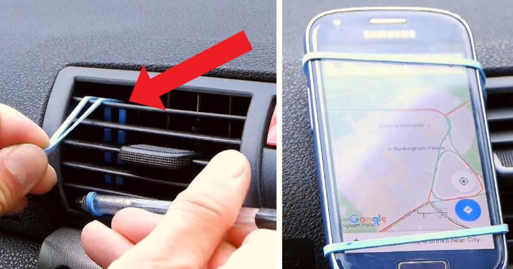 Comment réaliser un porte-téléphone intelligent pour la voiture en moins d'une minute? Il suffit d'appliquer un élastique de cette façon!