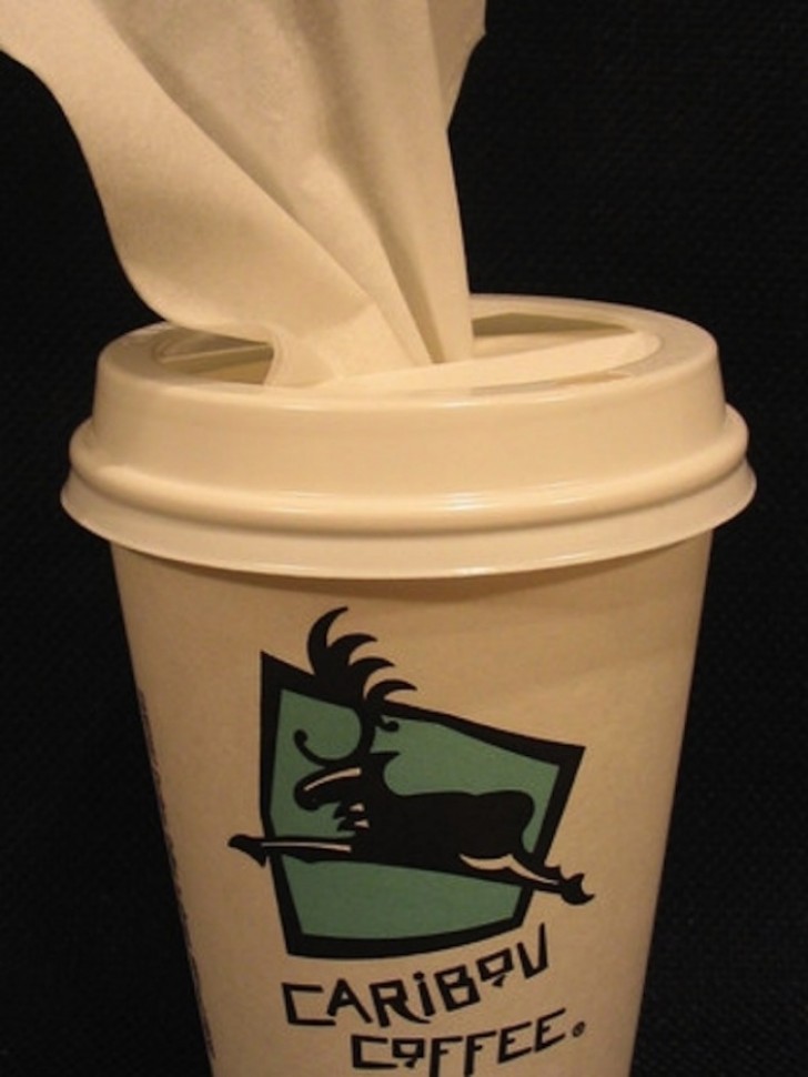 A plastic cup or container with this type of lid can be the perfect solution to always have paper towels at hand.