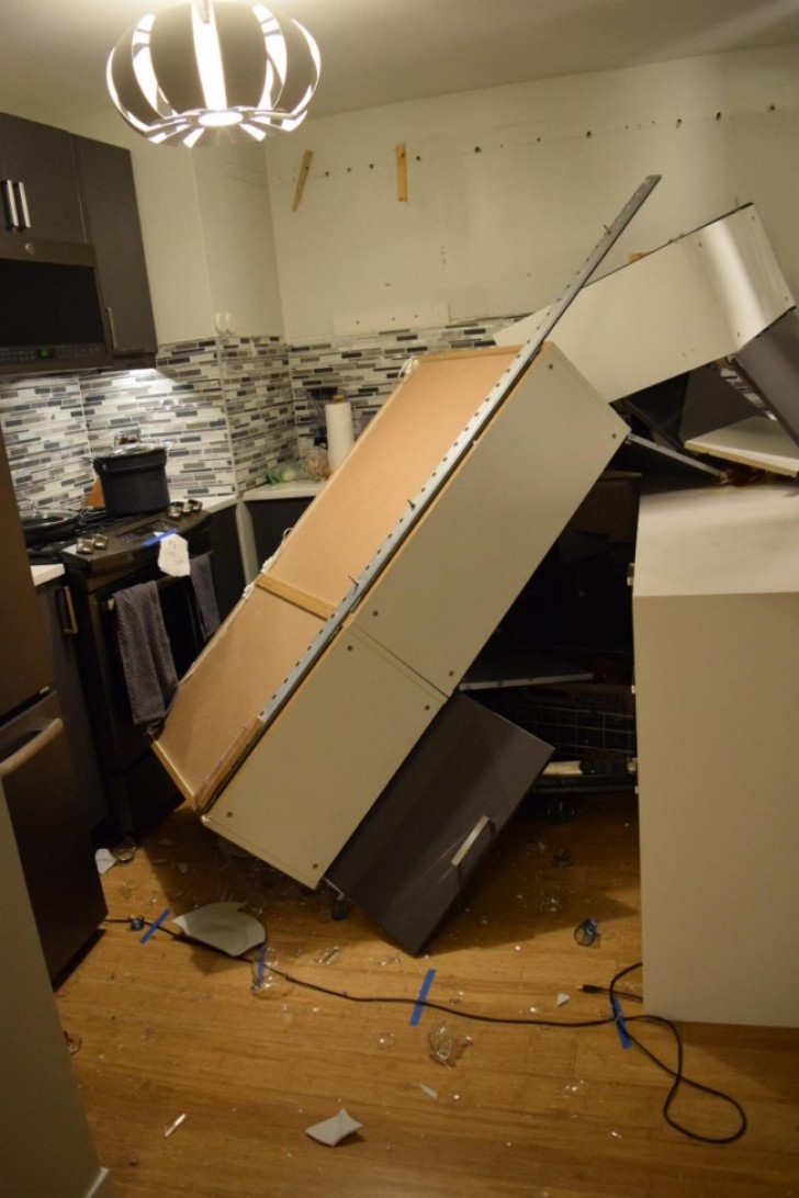 Our kitchen cabinets fell off the wall! What a nightmare!