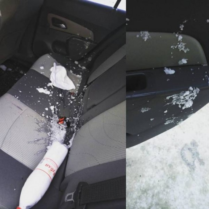 Esto es lo que sucede cuando se deja una botella de agua en el auto y afuera hacen -30°C