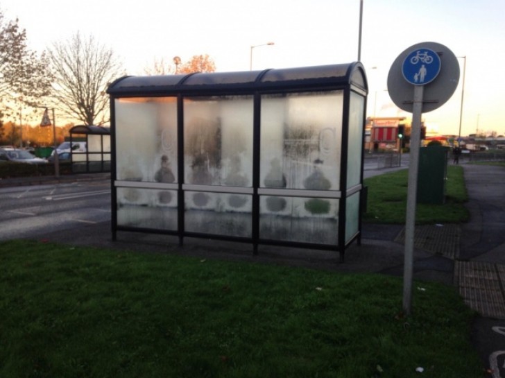 A bus stop shelter populated by spirits!