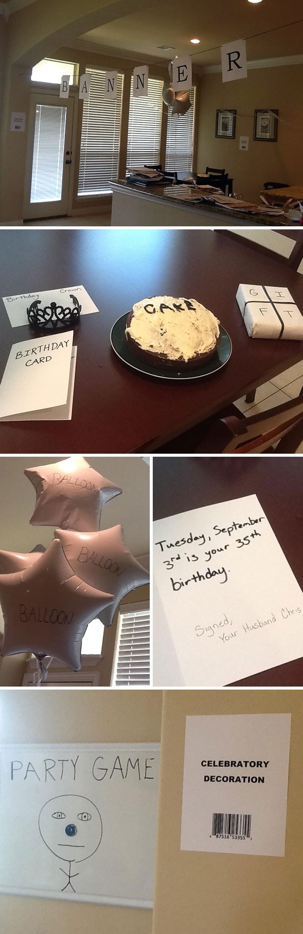 Mia moglie ha detto di volere una semplice festa di compleanno: ho fatto del mio meglio!