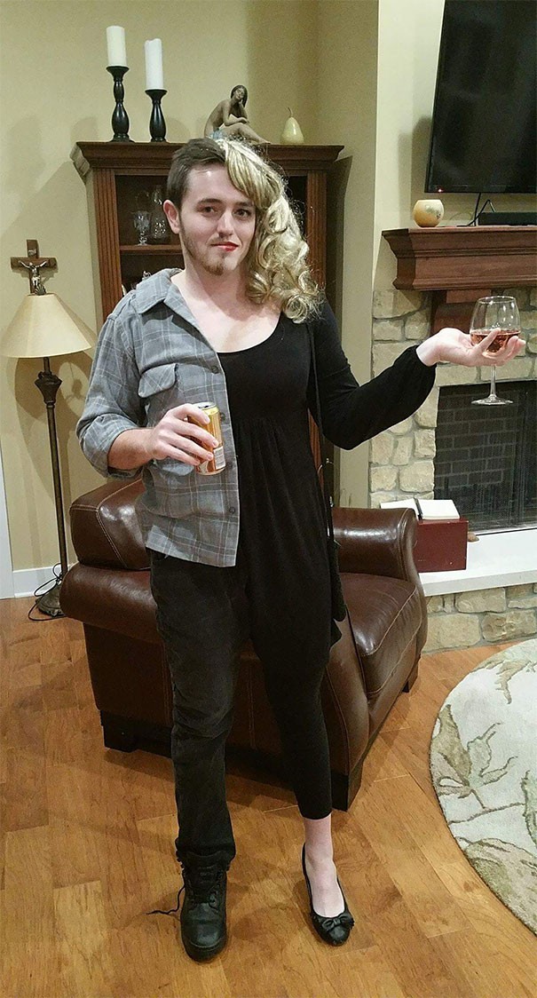 My brother told me that my girlfriend could not come to the Halloween party! So she decided to dress up like this...