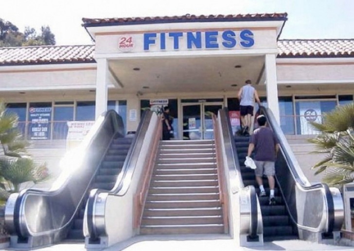 Le fitness commence avec l'escalator.
