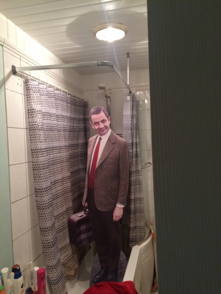 "My father has hidden this life-size cardboard standup of Mr. Bean, in many places in our house and scared me almost to death!"