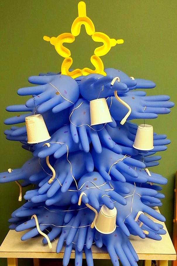 A dentist's Christmas tree! Did you notice what the star is made of?
