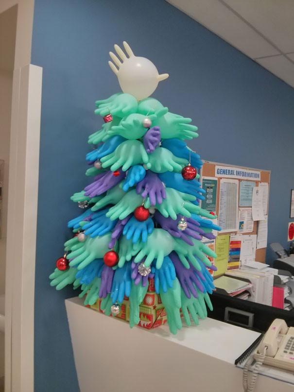 Another beautiful tree made of disposable medical gloves.