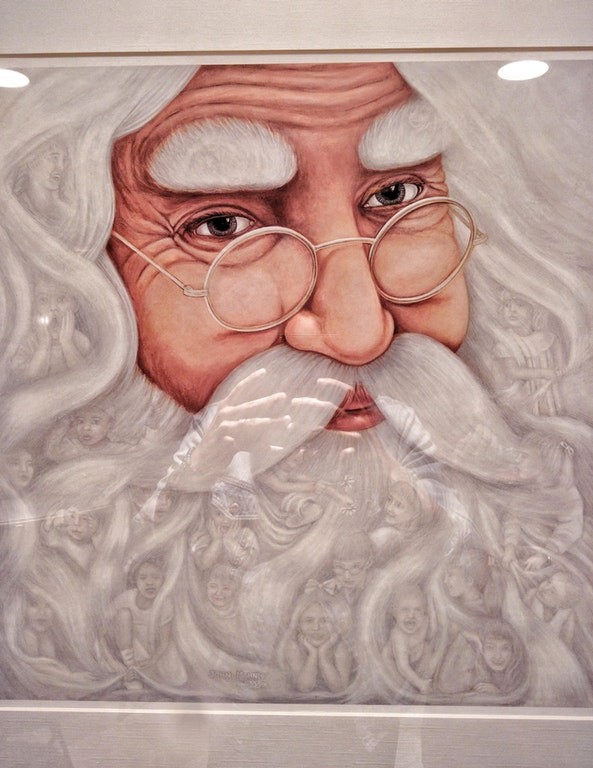 Based on this illustration, it looks like the souls of children are trapped in Santa's beard ...